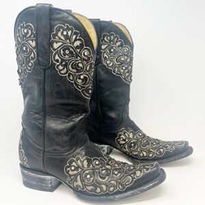Old Gringo Black and Gold Western Rhinestone Boots